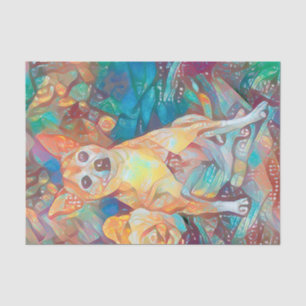 Cute Chihuahua Art Blue Brown Dog Portrait Tissue Paper