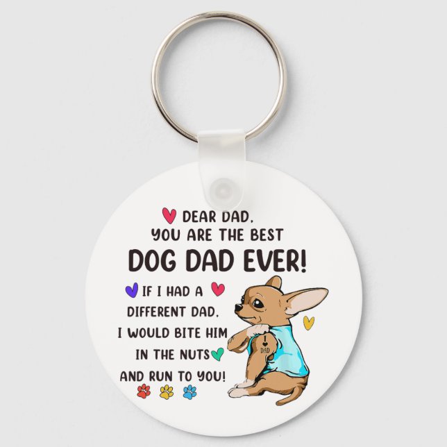 Cute Chihuahua Best Dog Dad Ever  Key Ring (Front)