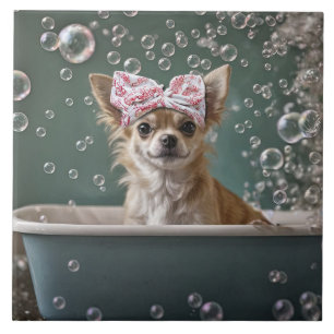 Cute Chihuahua Bubble Bath Tile