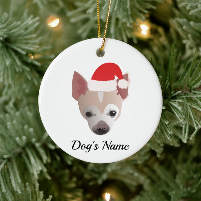 Cute Chihuahua Christmas Ceramic Tree Decoration (Tree)