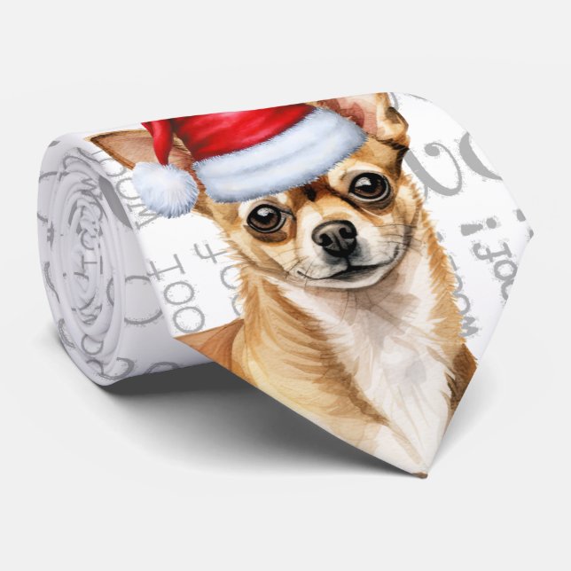 Cute Chihuahua Christmas Dog Lover Holiday Tie (Rolled)