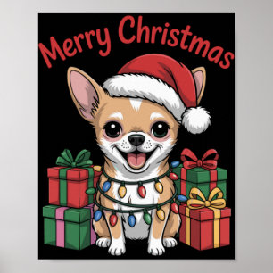 Cute Chihuahua Christmas Xmas Design Funny Dog Lov Poster