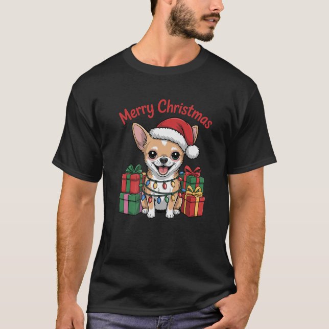 Cute Chihuahua Christmas Xmas Design Funny Dog Lov T-Shirt (Front)