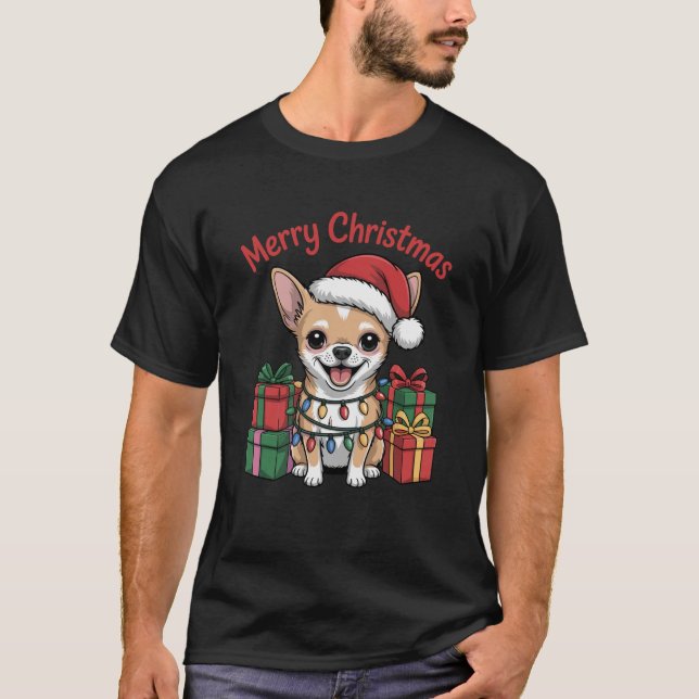 Cute Chihuahua Christmas Xmas Design Funny Dog Lov T-Shirt (Front)
