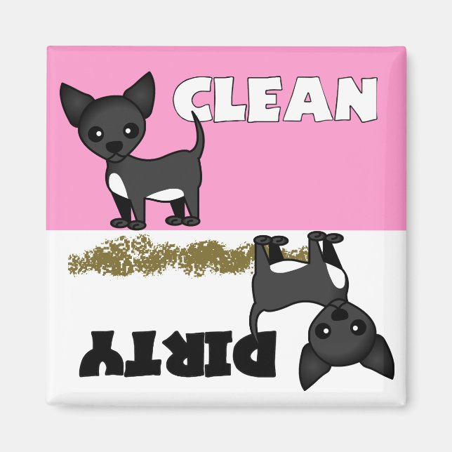 Cute Chihuahua Clean / Dirty Dishwasher Magnet (Front)