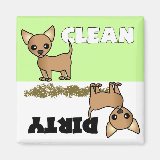 Cute Chihuahua Clean / Dirty Dishwasher Magnet (Front)