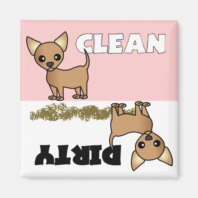 Cute Chihuahua Clean / Dirty Dishwasher Magnet (Front)
