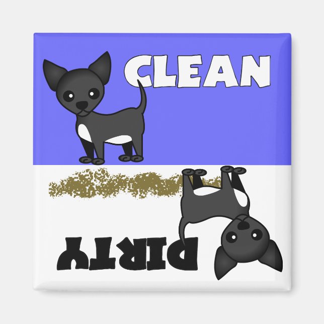 Cute Chihuahua Clean / Dirty Dishwasher Magnet (Front)