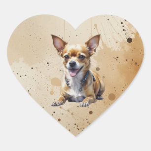 Cute Chihuahua Cross Dog Pet Animal Heart Sticker