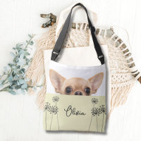 Cute Chihuahua Dandelion Personalised Crossbody