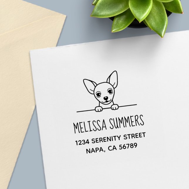 Cute Chihuahua Dog Address Self-inking Stamp (Creator Uploaded)