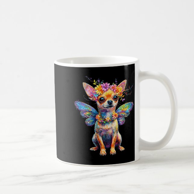 Cute Chihuahua Dog Angel With Wings  Coffee Mug (Right)