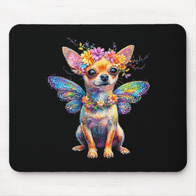 Cute Chihuahua Dog Angel With Wings  Mouse Mat (Front)