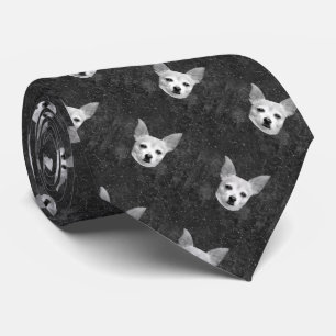 Cute Chihuahua Dog Black And White Pattern Tie
