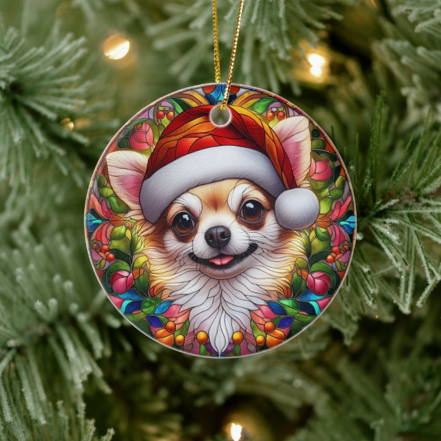 Cute Chihuahua Dog Christmas Ceramic Tree Decoration (Tree)