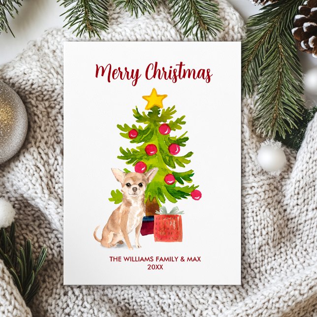 Cute Chihuahua Dog Christmas Holiday Card (Creator Uploaded)