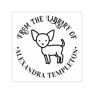 Cute Chihuahua Dog “From the Library of” Book Name Self-inking Stamp