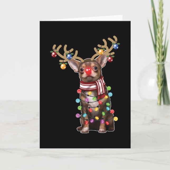 Cute Chihuahua Dog Funny Christmas Holiday Gifts Card (Front)