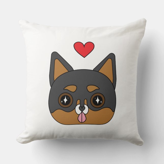 Cute Chihuahua Dog Heart Cushion (Front)