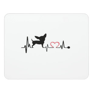 Cute Chihuahua Dog Heartbeat Door Sign