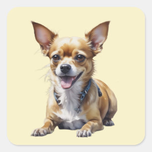Cute Chihuahua Dog Pet Dog Lover Art Square Sticker