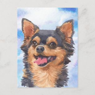 Cute Chihuahua Dog Pet Watercolor Postcard