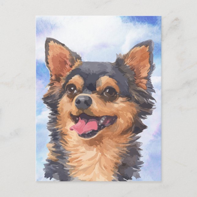 Cute Chihuahua Dog Pet Watercolor Postcard (Front)