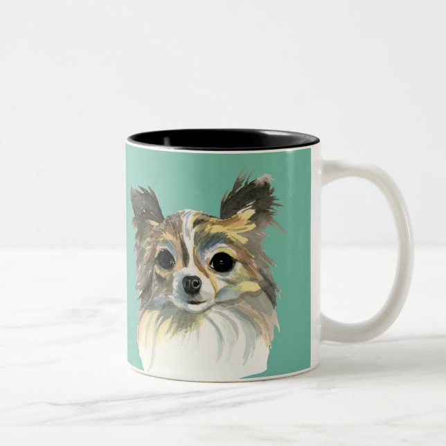 Cute Chihuahua Dog Portrait Two-Tone Coffee Mug (Right)