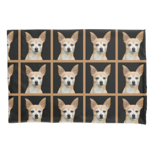 Cute Chihuahua Dog Tan Black Pattern Design Pillowcase