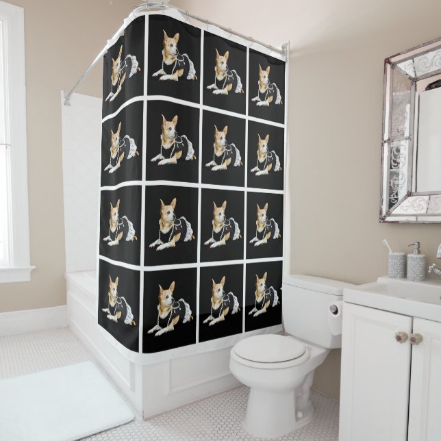 Cute Chihuahua Dog Tan Brown Black Elegant Shower Curtain (In Situ)