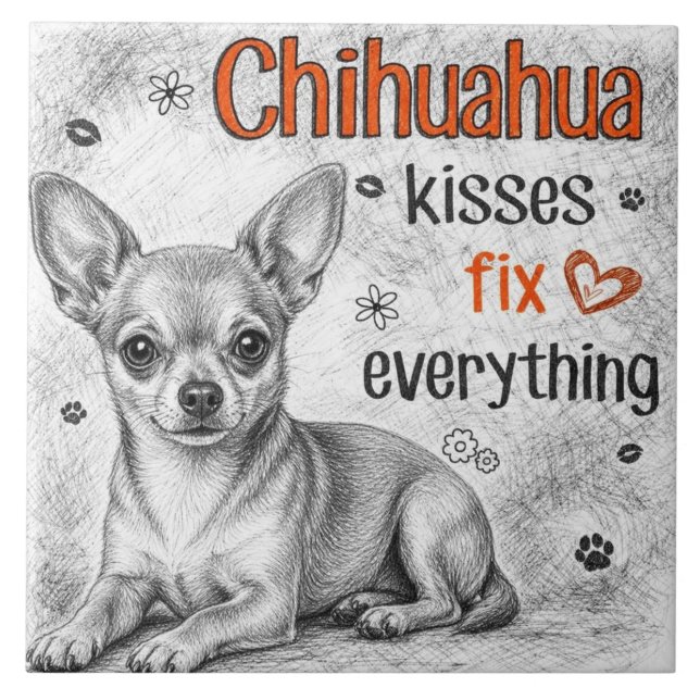 Cute Chihuahua dog Tile (Front)