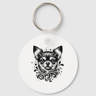 Cute Chihuahua Dog Vintage Tattoo Art _2 Key Ring