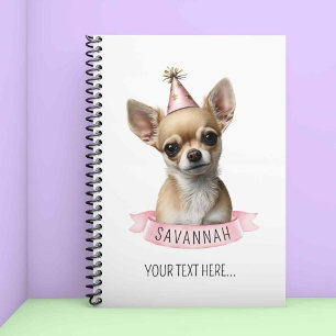 Cute Chihuahua Dog with Name Pink for Writing Note Notebook