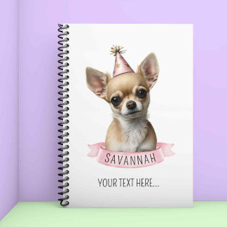 Cute Chihuahua Dog with Name Pink for Writing Note Notebook