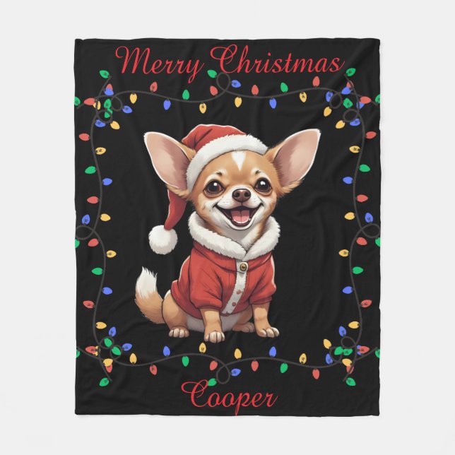 Cute Chihuahua Fleece Blanket (Front)