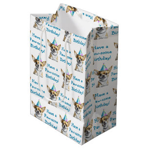 Cute Chihuahua in Birthday Hat Medium Gift Bag