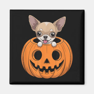 Cute Chihuahua In Pumpkin Funny Dog Halloween Magnet