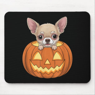 Cute Chihuahua In Pumpkin Funny Dog Halloween Mouse Mat