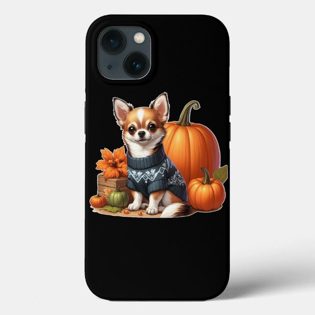 Cute Chihuahua in Sweater with Pumpkins  Case-Mate iPhone Case (Back)