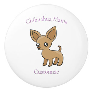 Cute Chihuahua Mama Art Thunder_Cove Ceramic Knob