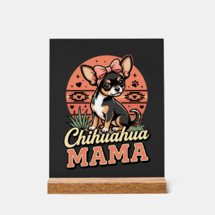 Cute Chihuahua Mama Bow Dog Mum Acrylic Sign