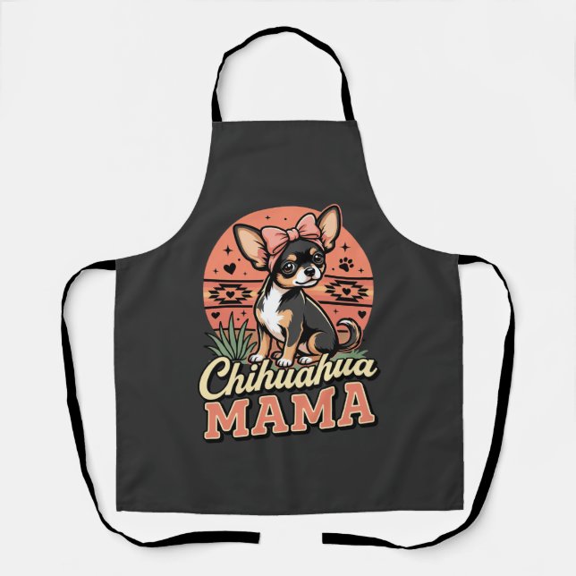 Cute Chihuahua Mama Bow Dog Mum Apron (Front)