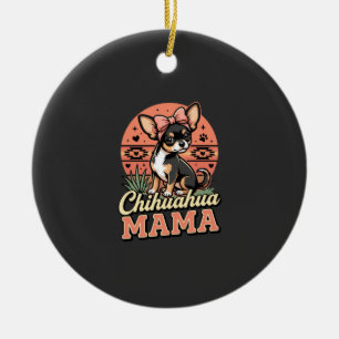 Cute Chihuahua Mama Bow Dog Mum Ceramic Tree Decoration