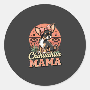 Cute Chihuahua Mama Bow Dog Mum Classic Round Sticker