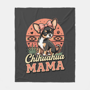 Cute Chihuahua Mama Bow Dog Mum Fleece Blanket