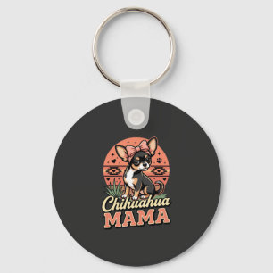 Cute Chihuahua Mama Bow Dog Mum Key Ring