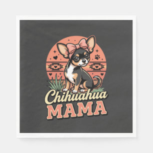 Cute Chihuahua Mama Bow Dog Mum Napkin
