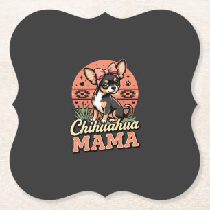 Cute Chihuahua Mama Bow Dog Mum Paper Coaster