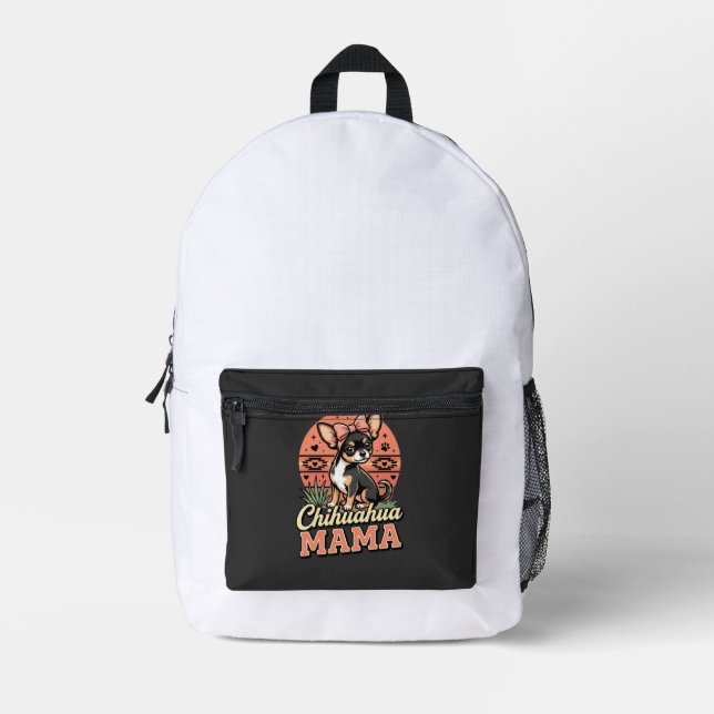 Cute Chihuahua Mama Bow Dog Mum Printed Backpack (Front)