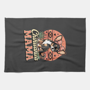 Cute Chihuahua Mama Bow Dog Mum Tea Towel